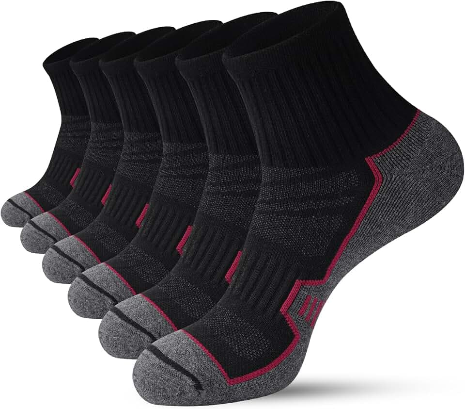 Men's Cushioned Ankle Socks, Athletic Running Gym Socks 6 Pairs