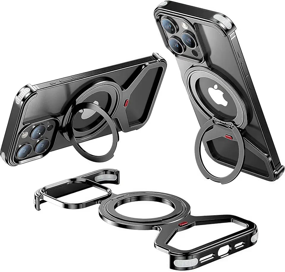Shockproof for iPhone 16 Pro Max Metal Frame Case Black