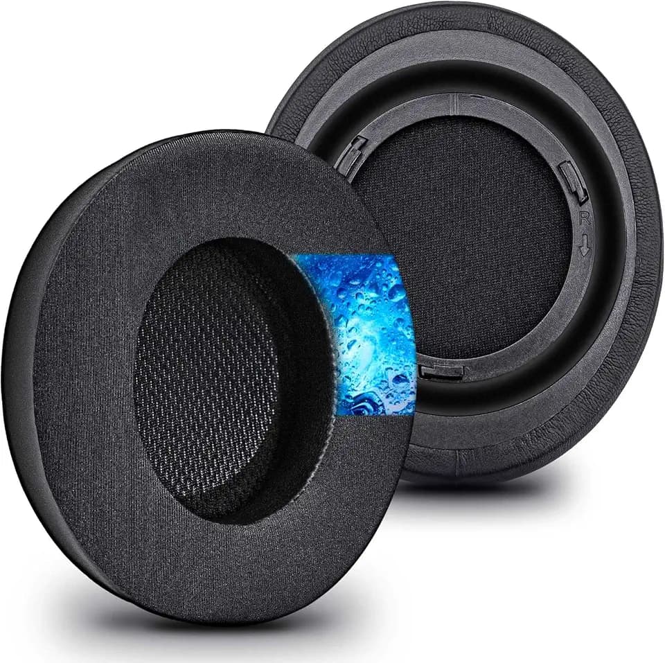 Oval Shape Cooling Gel Earpads for Virtuoso RGB Wireless, XT, SE | Enlarged Bigger Inner Hole (Cooling Gel Fabric Black)
