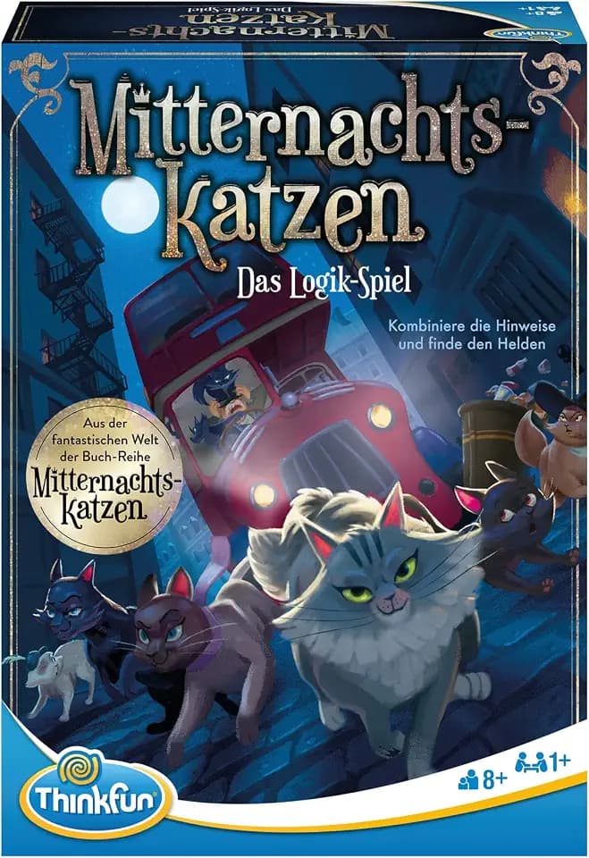 ThinkFun 76483 - Mitternachtskatzen - Das Logik-Spiel für Jungen und Mädchen ab 8 Jahren. EIN Deduktionsspiel in der fantastischen Welt der Mitternachtskatzen