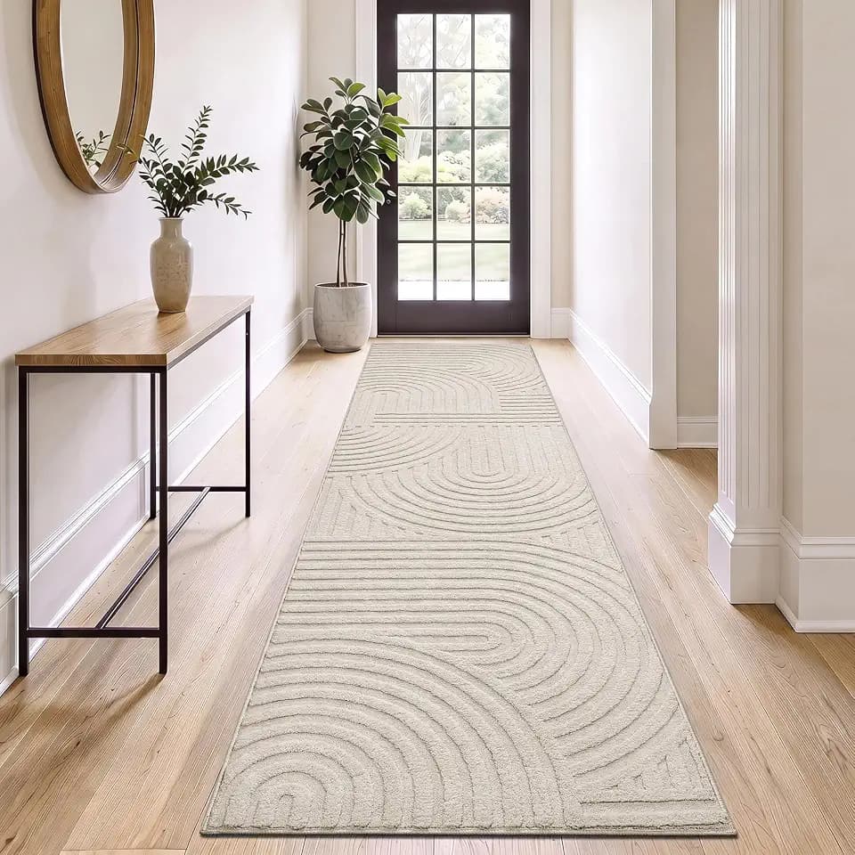 SHACOS Beige Läufer Flur Waschbar 60x240 cm, Teppich Läufer rutschfest