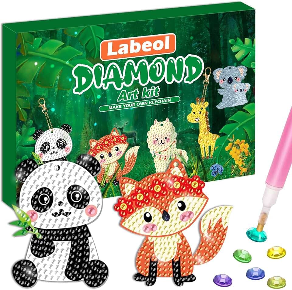 Labeol Diamond Art Kits for Kids with 5D Diamond Creat Your Own GEM Keychains Arts and Crafts for Kids Ages 8-12 Christmas Stocking Birthday Gifts for Kids 6+