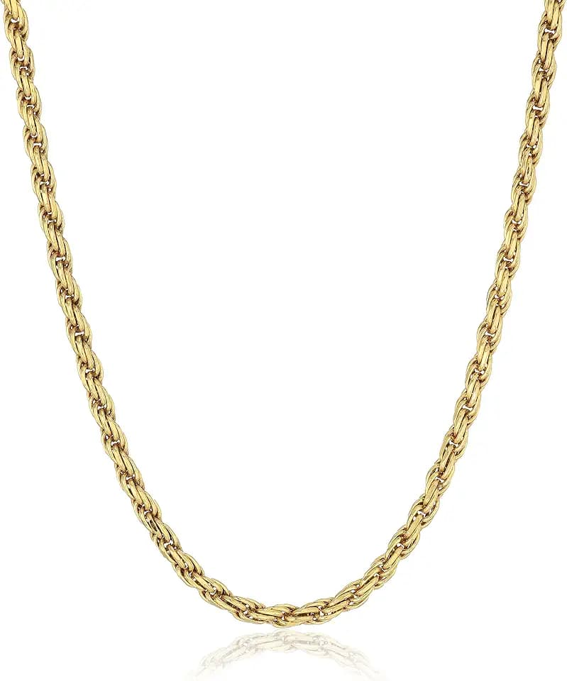 Amazon Essentials Sterling Silver Diamond Cut Rope Chain Necklace