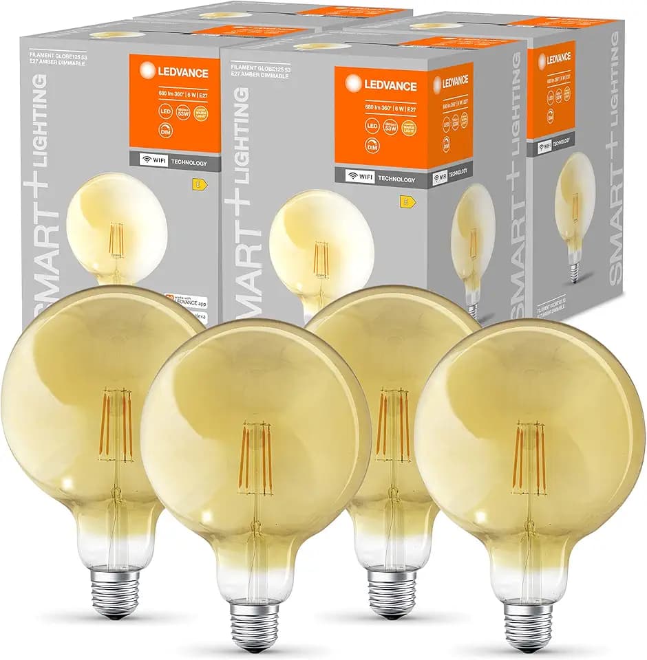 LEDVANCE SMART+ Filament Globe Dimmable Warmweiß 2400 K 6 W, 4-Pack