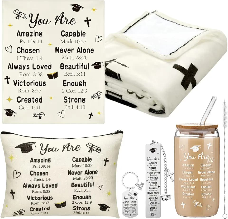 VitalCozy 5 Pcs 2026 Graduation Gifts for Her Inspirational Christian Class of 2026 Grad Gifts Set for Women College Middle High School(Gold)