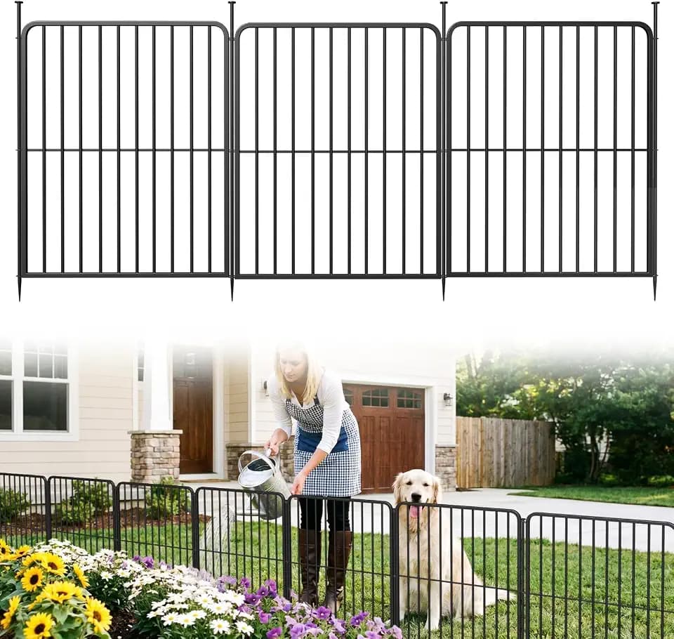 Decorative Garden Fence for Yard 33 in (H) x 12 ft (L), 5 Panels