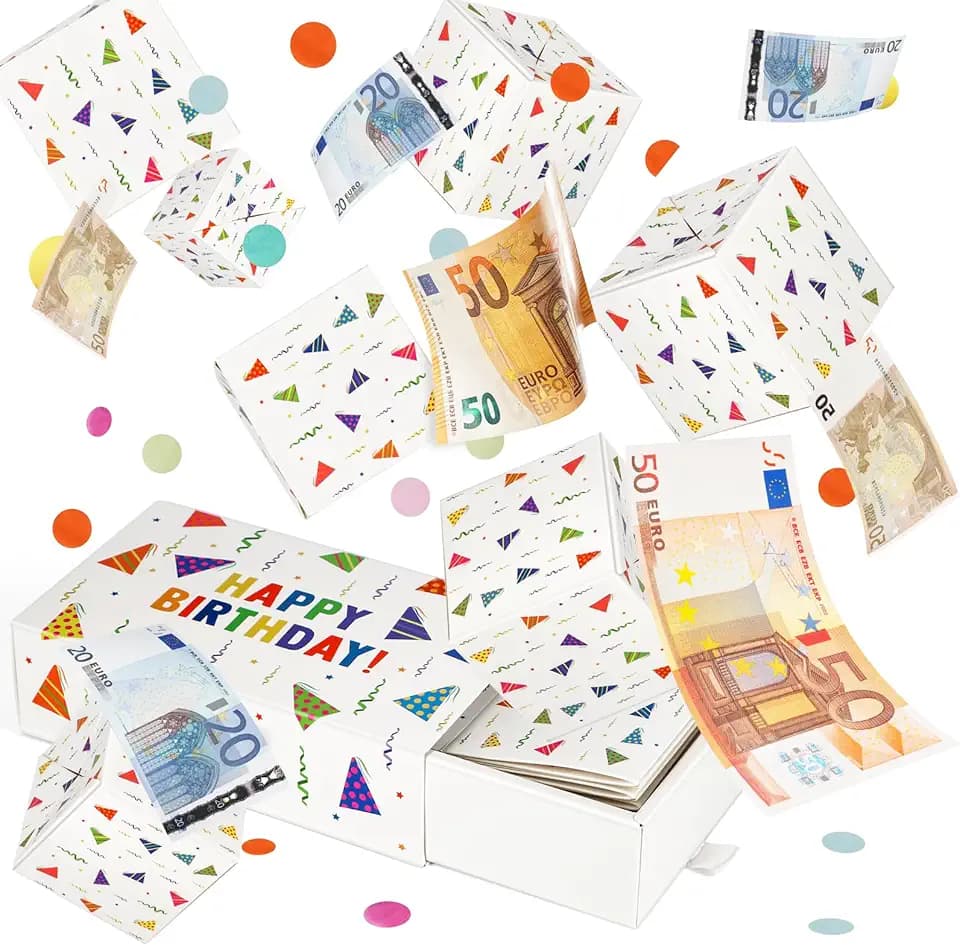 Giftota Geldgeschenke Geburtstag, Upgrade DIY Überraschungsbox, Happy Birthday Pop Up Explosionsbox mit Konfetti, Geschenkbox Geburtstag für Eltern, Liebhaber und Freunde