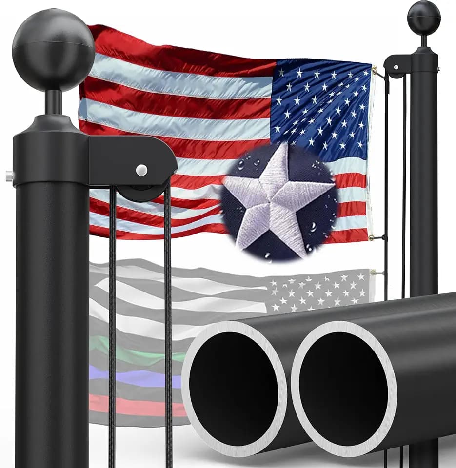 25FT Heavy Duty Flag Pole for Outside House,100MPH Wind Tested