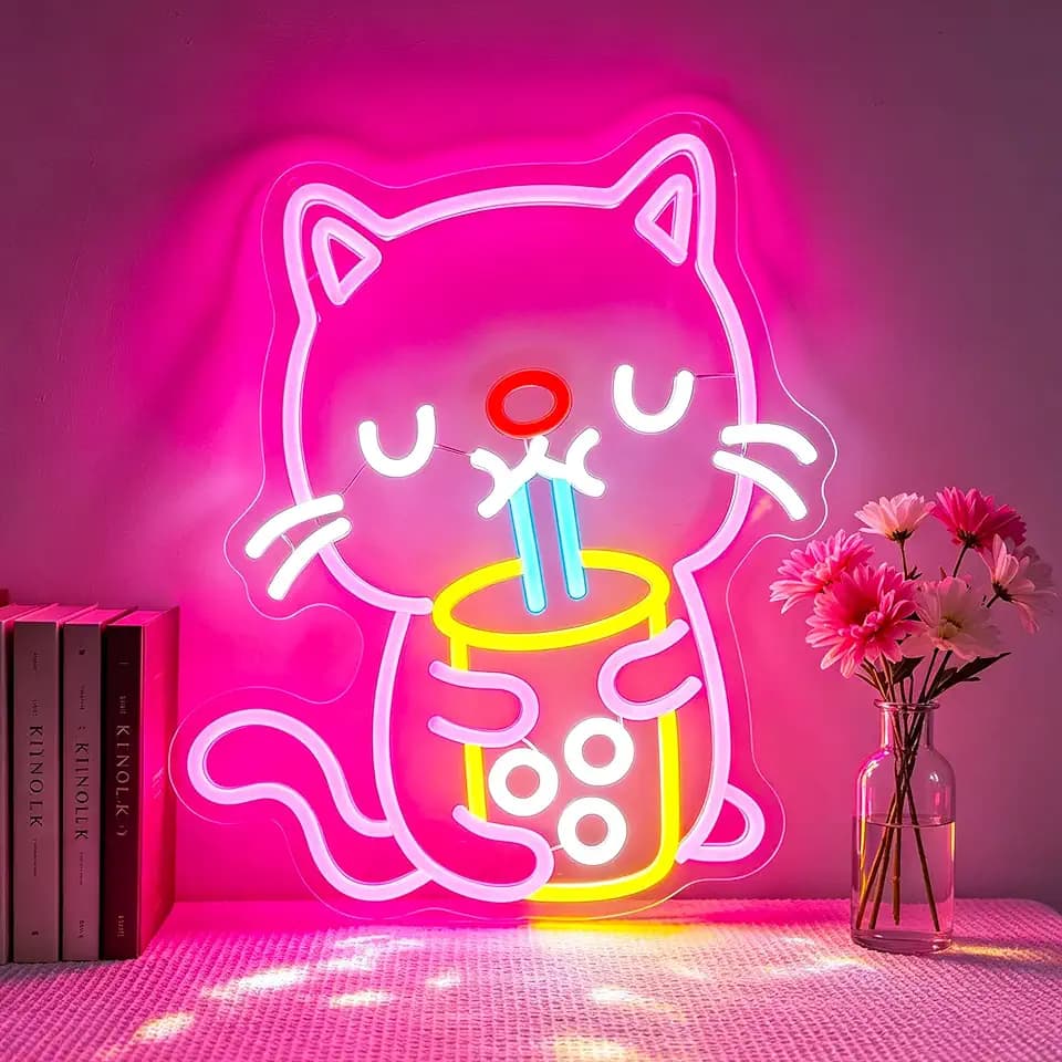 Neon Sign, Cat Neon Signs for Wall Decor LED Signs Neon Light
