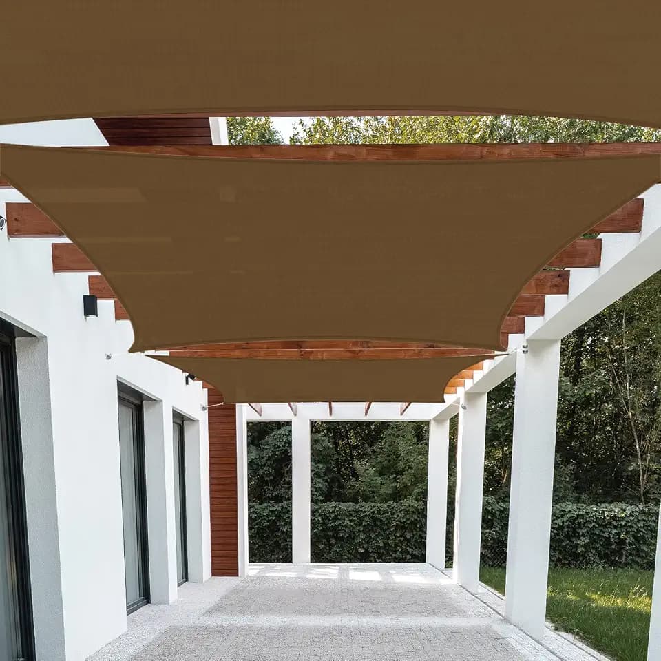 Patio Paradise 14' x 14' Sun Shade Sail Rectangle Canopy Patio Cover Sunlight Block Awning Heavy Duty Commercial Grade for Backyard Lawn Garden Outdoor Activities, Brown