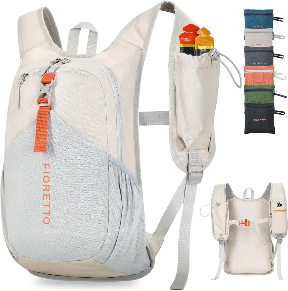 FIORETTO 15L Hiking Backpack for Men Women Lightweight Foldable Small Daypack for Travel Camping Outdoor, Beige