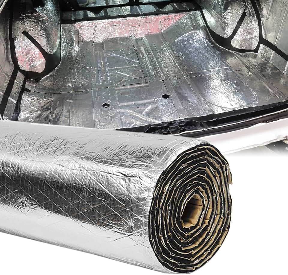 200mil 24.4 Sqft Car Sound Deadener Deadening Mat Noise and Heat Shield Insulation Closed Cell PE Foam Vibration Dampening Material for Car Hood Trim Roof Door and Trunk