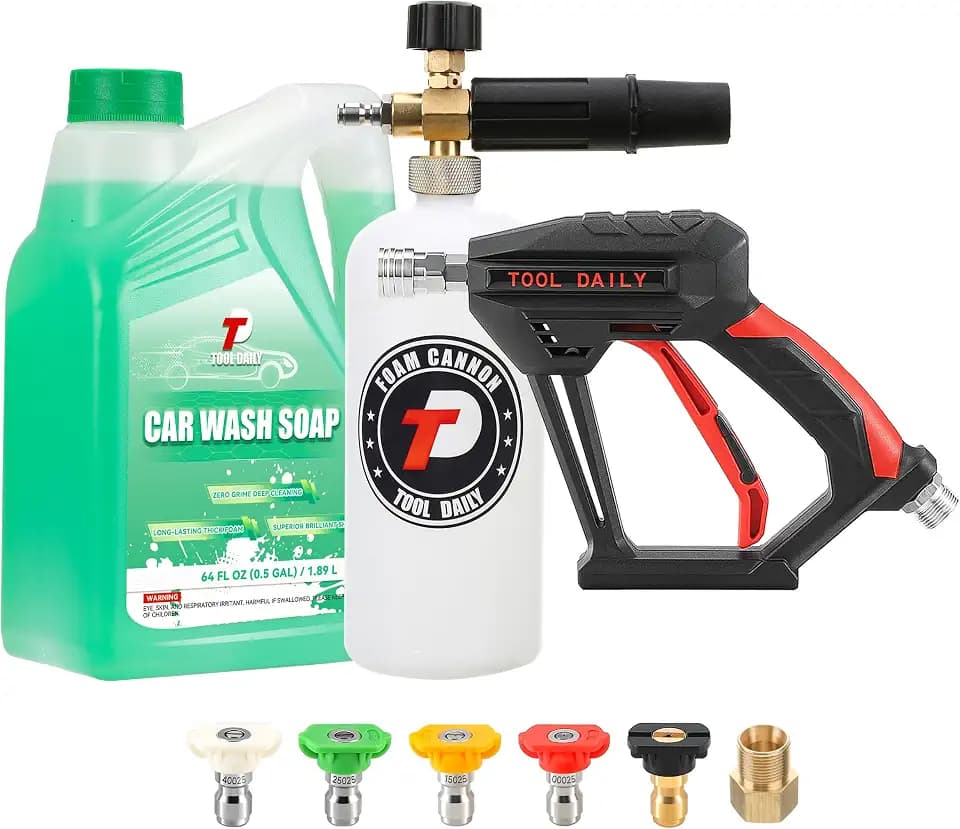 Tool Daily Short Pressure Washer Gun with Foam Cannon, Car Wash Soap 64 Oz