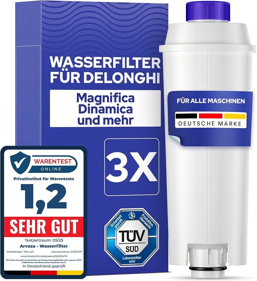 3x Ersatz für DeLonghi Wasserfilter - passt zu DeLonghi Magnifica Evo & S, Dinamica (Plus), Primadonna, Eletta Explorer - ersetzt De Longhi Wasserfilter für Kaffeemaschinen und Espressomaschinen