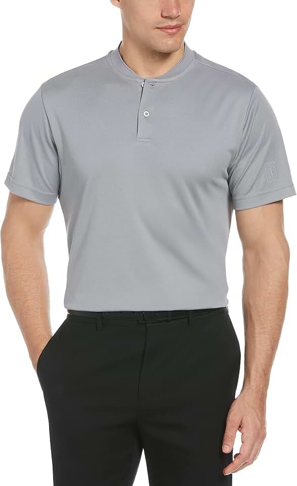 PGA Tour Men's Pique Short Sleeve Polo with New Casual Collar