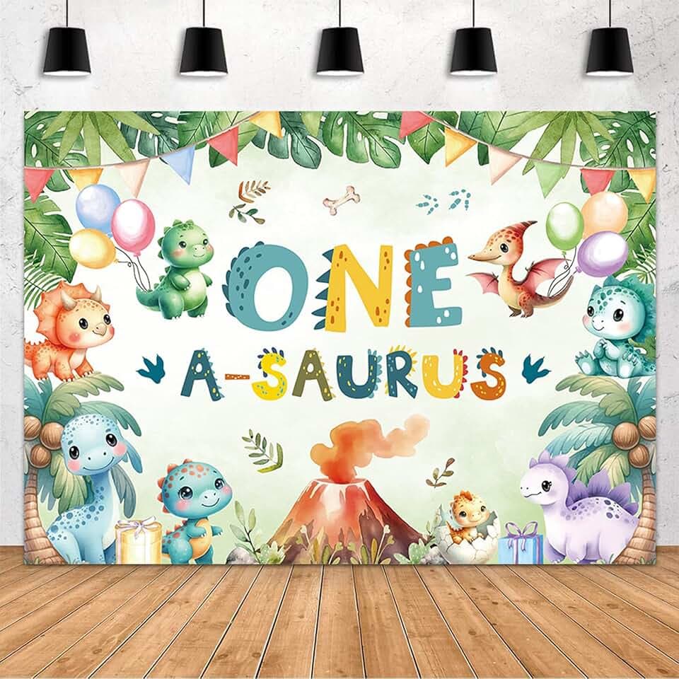MEHOFOND One a Saurus Birthday Backdrop for Boys One a Saurus 1st Birthday Decorations Banner Jungle Dinosaur First Bday Photography Background Dino Themed 1 Year Old Party Supplies (7x5ft)