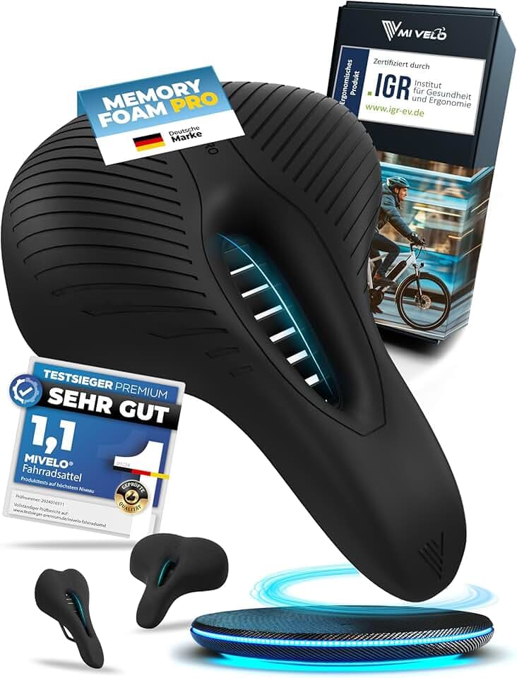 MIVELO Comfort PRO Fahrradsattel Memory Foam - Atmungsaktiv I Fahrrad Sattel Damen I Fahrradsattel Herren bequem & ergonomisch I Sattel für maximalen Fahrtkomfort