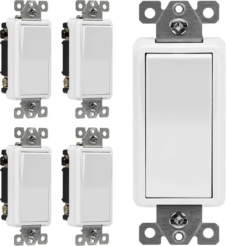ENERLITES White 4-Way Decorator Paddle Rocker Light Switch, 15A, 5 Pack