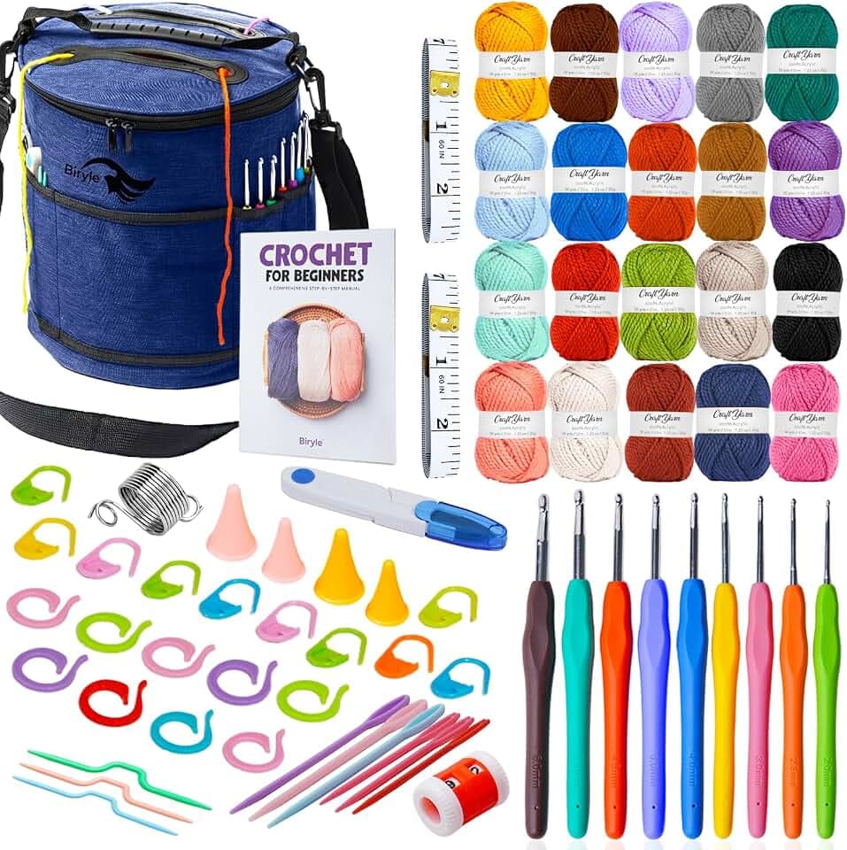 Crochet Kit for Beginners Adults & Kids | 69-Piece Complete Crochet Starter Kit 20 Yarn Colors 1120 Yards 9 Ergonomic Hooks | Learn to Crochet with Easy Step-by-Step Guide – Crocheting Supplies & Gift