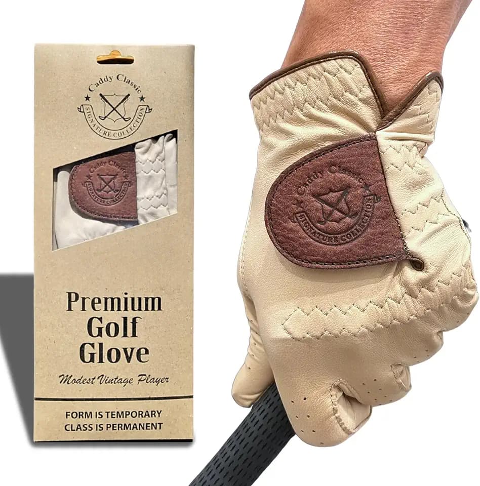 Caddie Classic High-End Vintage Men's Golf Gloves | Solely Crafted with AAA Cabretta Leather | Long-Lasting Durability with Comfortable & Soft Feeling | Golf Glove for Men