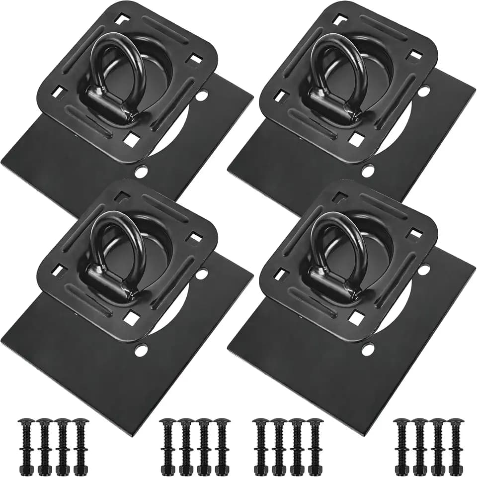 Recessed D Ring Tie Down Anchors 4 Pack 6000 lbs - Black