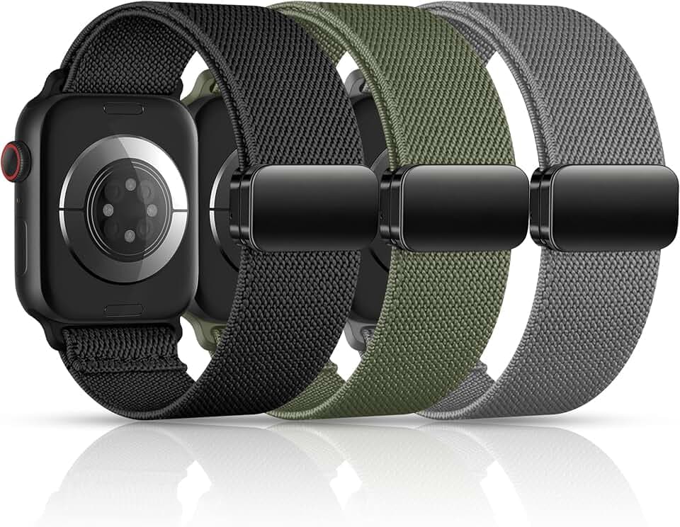Easuny 3 Pack Magnetic Stretchy Nylon Band for Apple Watch Bands Men Women