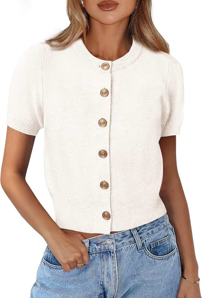 PRETTYGARDEN Womens Summer Cardigan Short Sleeve Sweater