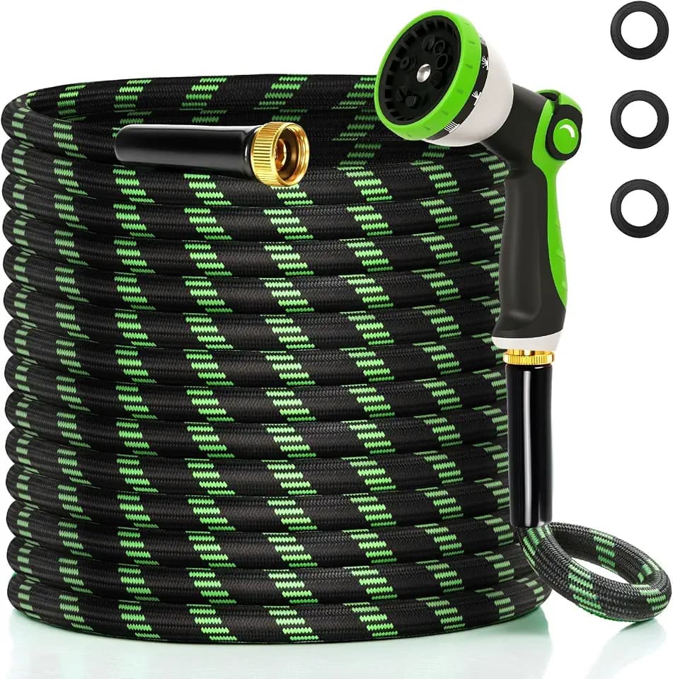 Garden Hose 50 ft Water Hose Flexible Non-Expandable Outdoor Heavy Duty Lightweight Leakproof Kink-free flex Watering Hose Pipe for 3/4 inch Fitting Yard Lawn Outside Car Wash