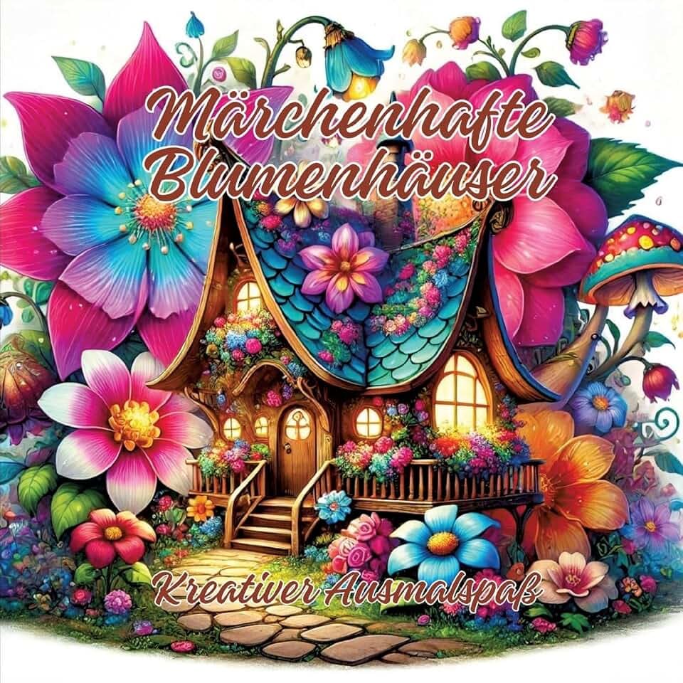 Märchenhafte Blumenhäuser: Kreativer Ausmalspaß