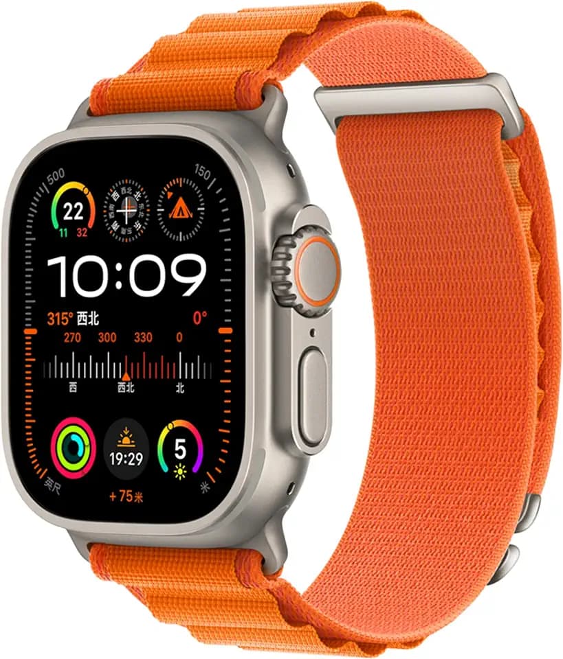 Alpine Nylon Sport Bands Compatible with Apple Watch Ultra Band 49mm 46mm 45mm 44mm 42mm Men Women, Stretch Loop Strap with D-Hook for iWatch Series 10 Ultra SE 9 8 7 6 5 4 3 2 1 (Orange, 49mm/46mm/45mm/44mm/42mm(Series 3))