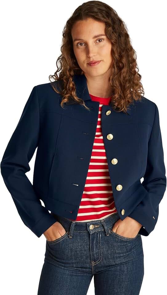 Tommy Hilfiger Damen Kurz-Blazer Gold Button mit Knopfleiste
