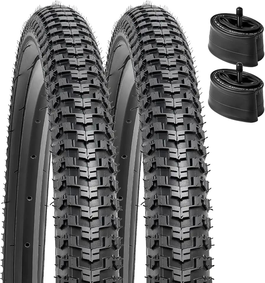 YunSCM 2-Pack Faltbarer 16 Zoll Reifen 16x1.95 Mantel und 2Pcs 16 Zoll Schlauch AV32mm Schrader Valve kompatibel 50/54-305 16x1.90 16x1.95 16x2.0 Fahrradreifen und Schlauche (P1135)