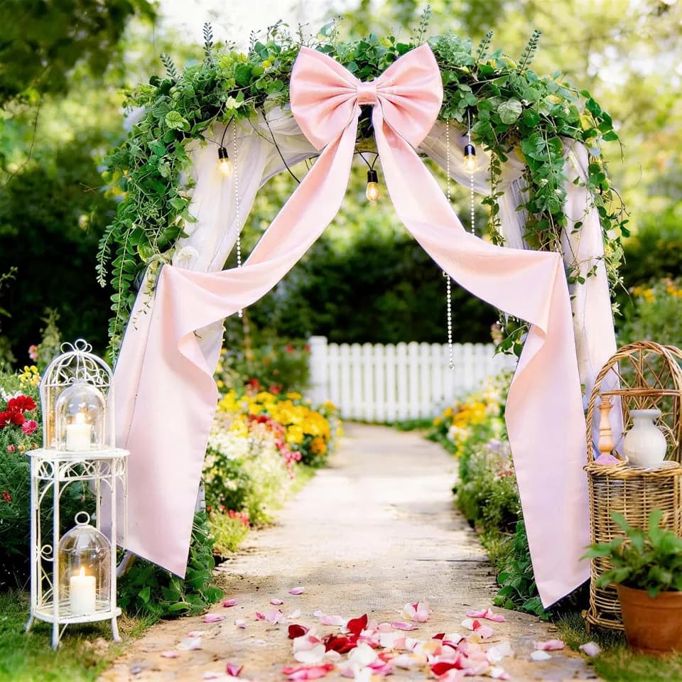 Extra Long Satin Pink Bow, 70x20 Inch Coquette Room Wall Decor