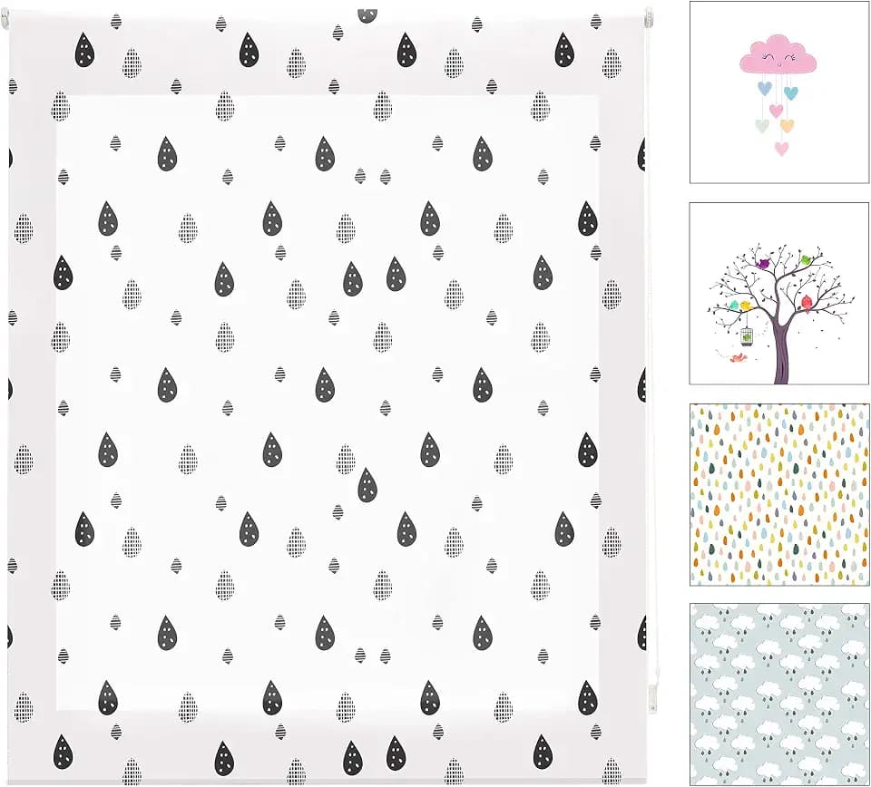 Blindecor Digital Kinder | durchscheinendes Rollo mit Digitaldruck, Modell Drops | 150 x 180 cm (BxH) | Stoffgröße 147 x 175 cm | Fensterrollos