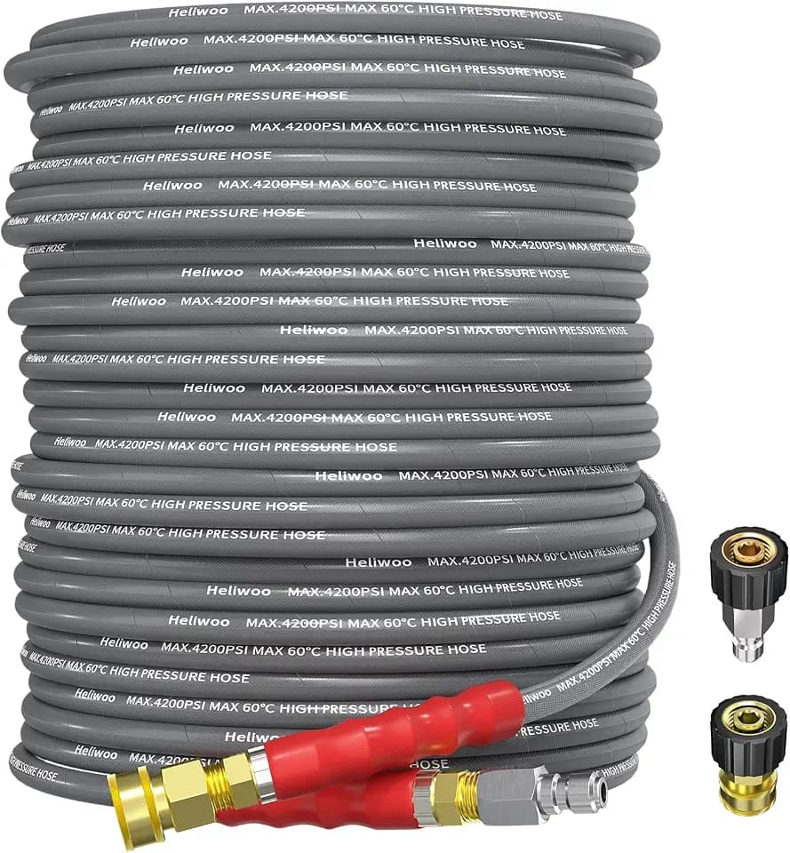 100FT Pressure Washer Hose 4200PSI Steel Braid with 3/8'' QC