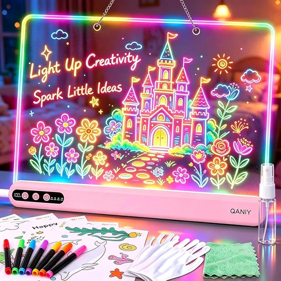 16" Rechargeable LED Drawing Board, 14 Light Effects Doodle Board, Pink