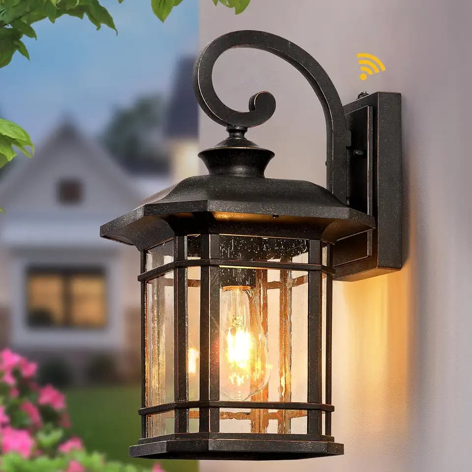 VIANIS 16.7" Large Bronze Porch Lights, Dusk to Dawn Outdoor Lighting