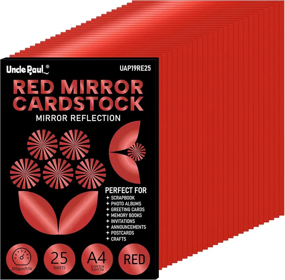 A4 Weihnachtsroter Spiegelkarton – 25 Blatt 250 g/m²
