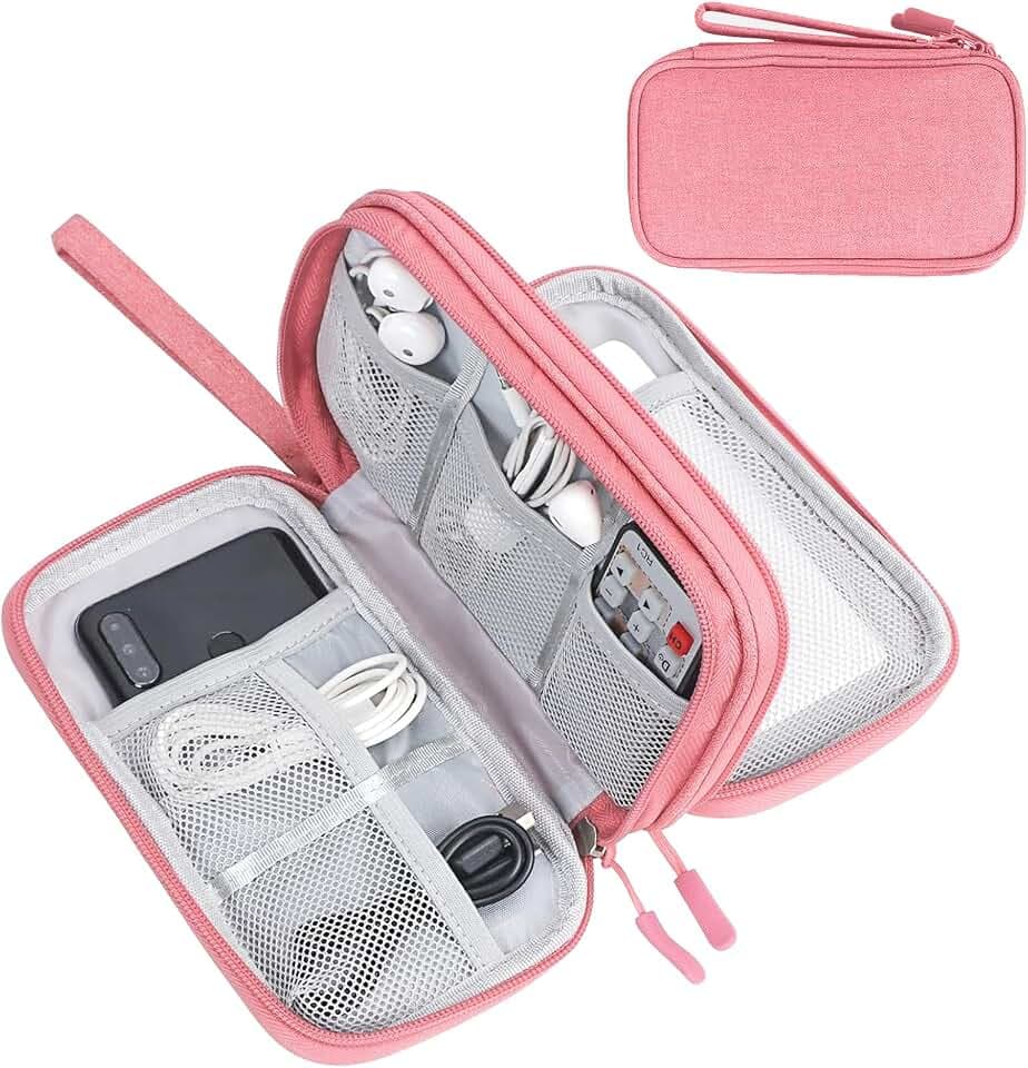 FYY Electronic Organizer, Travel Tech Pouch Bag, Medium, Pink