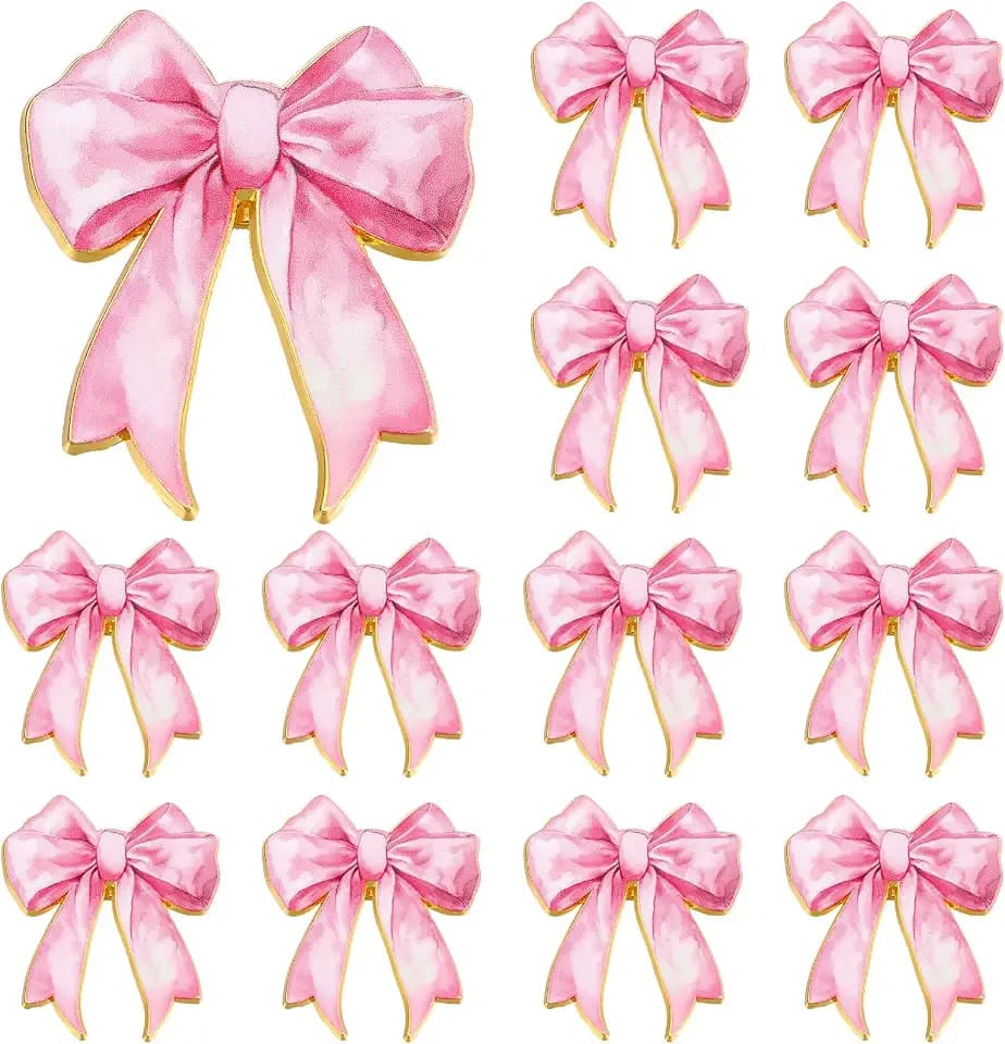 Quelay 24 Pcs Pink Bow Pins for Women, Coquette Pink Bowknot Lapel Brooch