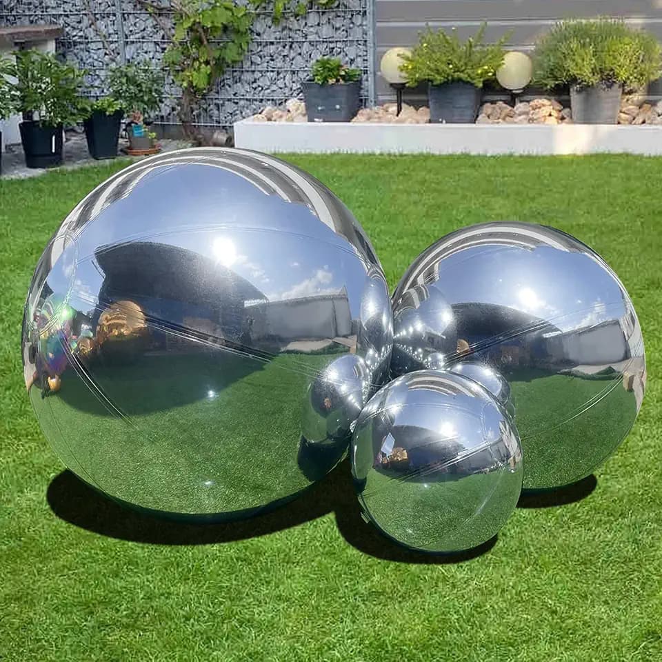 47.2in Inflatable Mirror Ball,Big Shiny Inflatable Balll Silver/Gold/Iridescent,PVC Hanging Large Disco Ball Decor for Party, Concerts, Stage, Wedding Decoration (1 Piece,Without Air Pump)