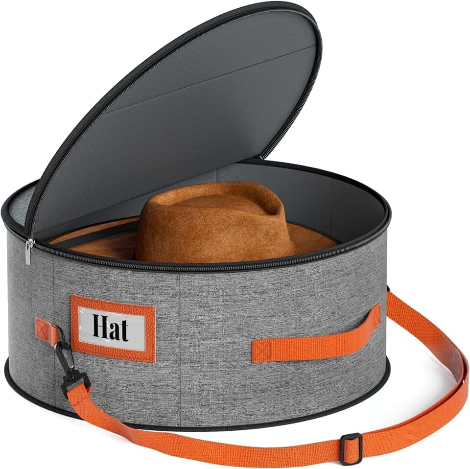 SLEEPING LAMB Cowboy Hat Box for Travel, Hat Storage Box with PP Boards