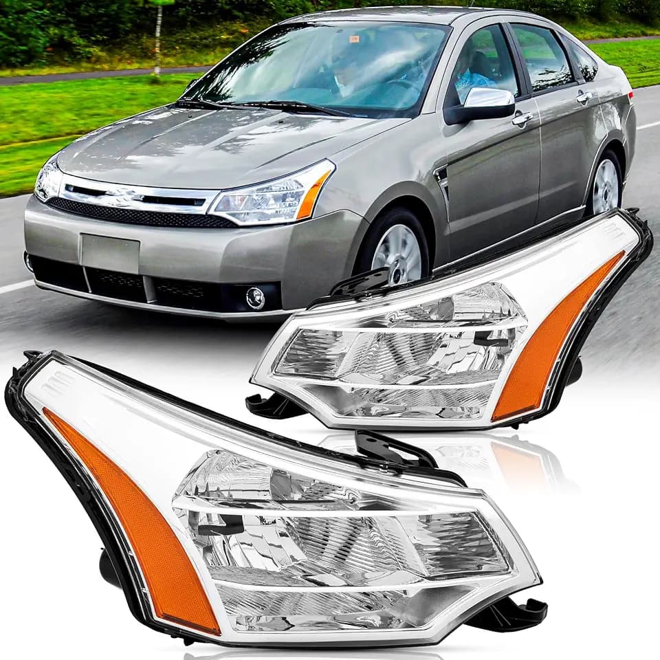 Headlights Assembly Pair for 2008-2011 Ford Focus S SE SES SEL Coupe/Sedan
