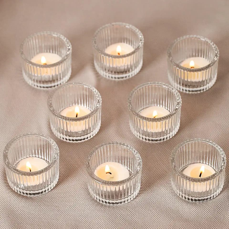 12er Set Mini Teelichthalter, Teelichtgläser aus Klarem Glas, 5cm x 3.5cm Teelichter Glas, Kerzengläser, Kleine Gläser für Hochzeit Geburtstagsfeier Windlichter Tischdeko Heimdekoration