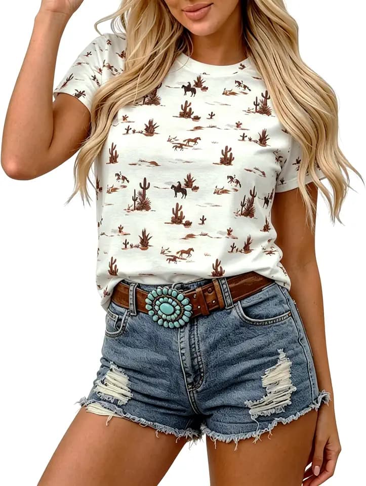 KIDDAD Western Cowgirl Shirts for Women Cowboy Outfit Country Music Shirt