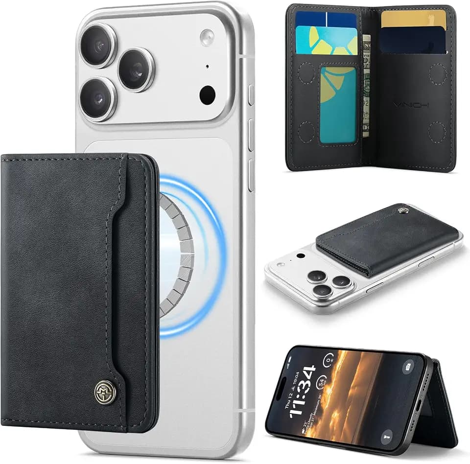 Vinich for MagSafe Wallet Magnetic RFID Blocking Card Holder, Vintage Black