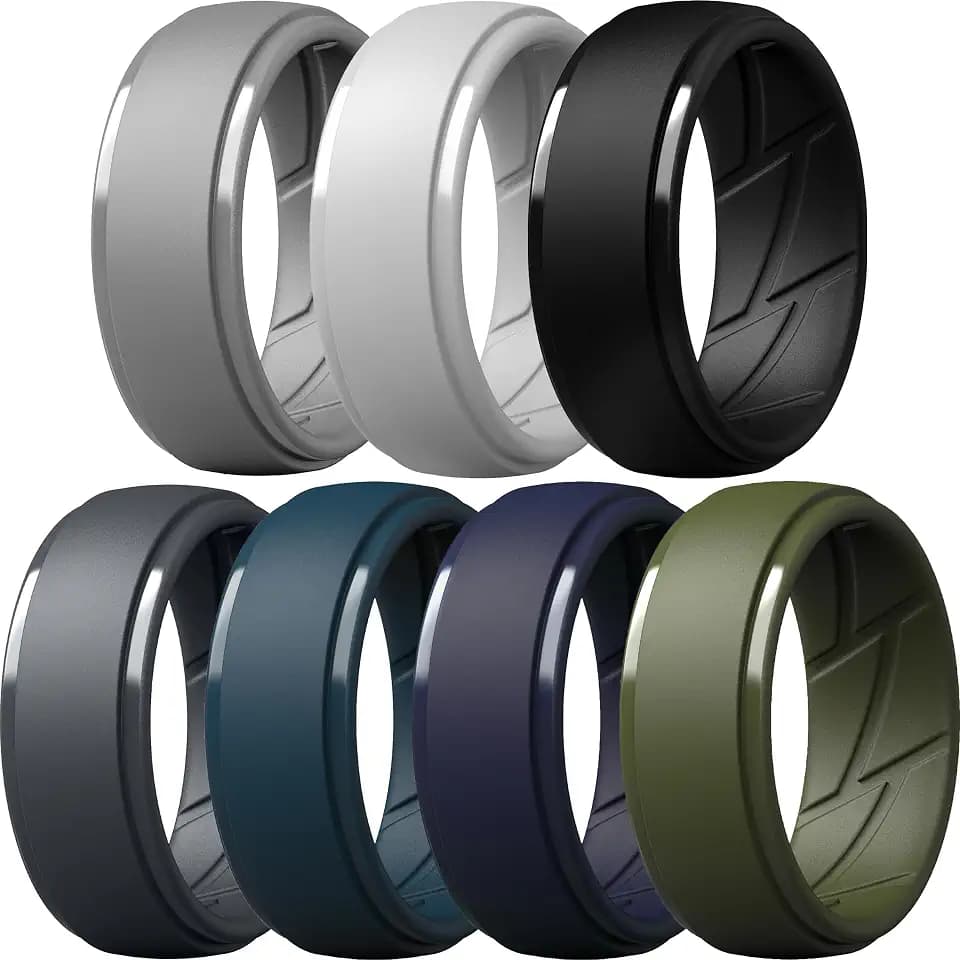 ThunderFit Men's Silicone Rings, Breathable Rubber Bands, 10mm Wide
