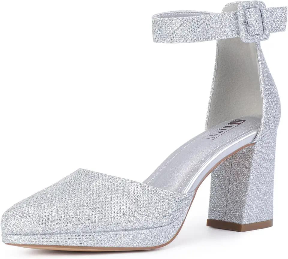 IDIFU Women's Closed Toe Chunky Block Platform Heels Pumps