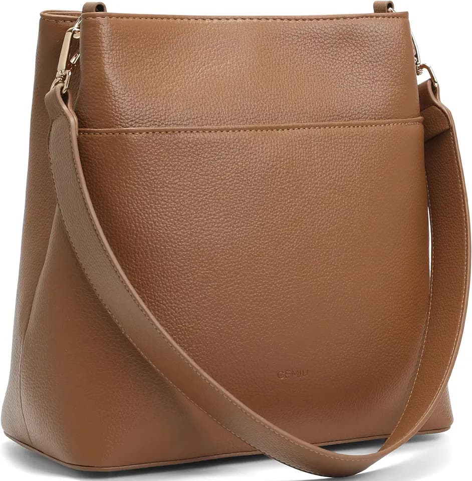 GEMIU Large Handbags Women Bucket Purse Soft Leather Crossbody Bags Brown