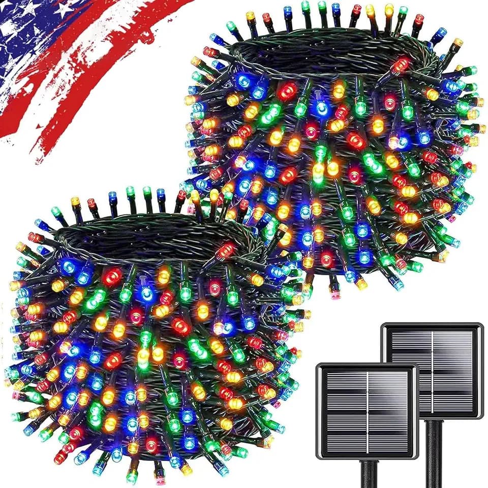 Solar String Lights Outdoor 2Pack 500LED 180FT Christmas Lights Multicolor